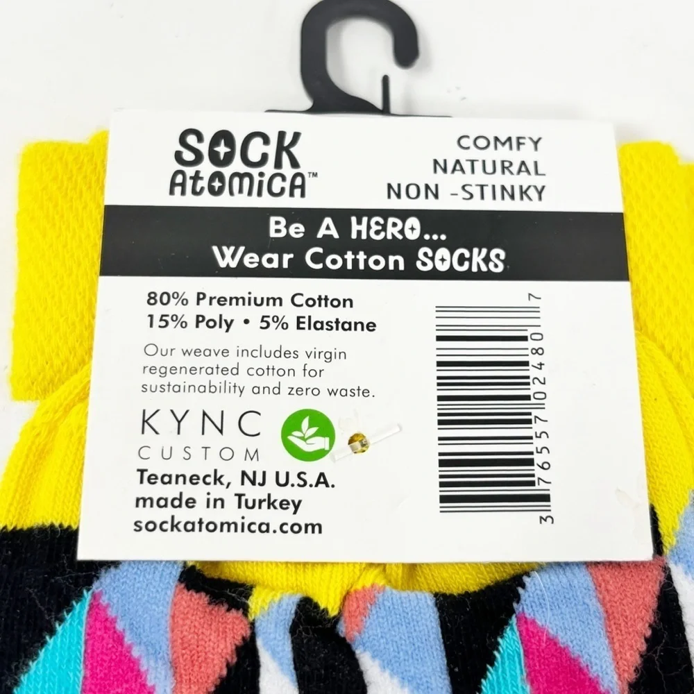 New SOCK ATOMICA Women’s Multicolor Geometric Print Mid Calf Socks 5.5 - 9.5